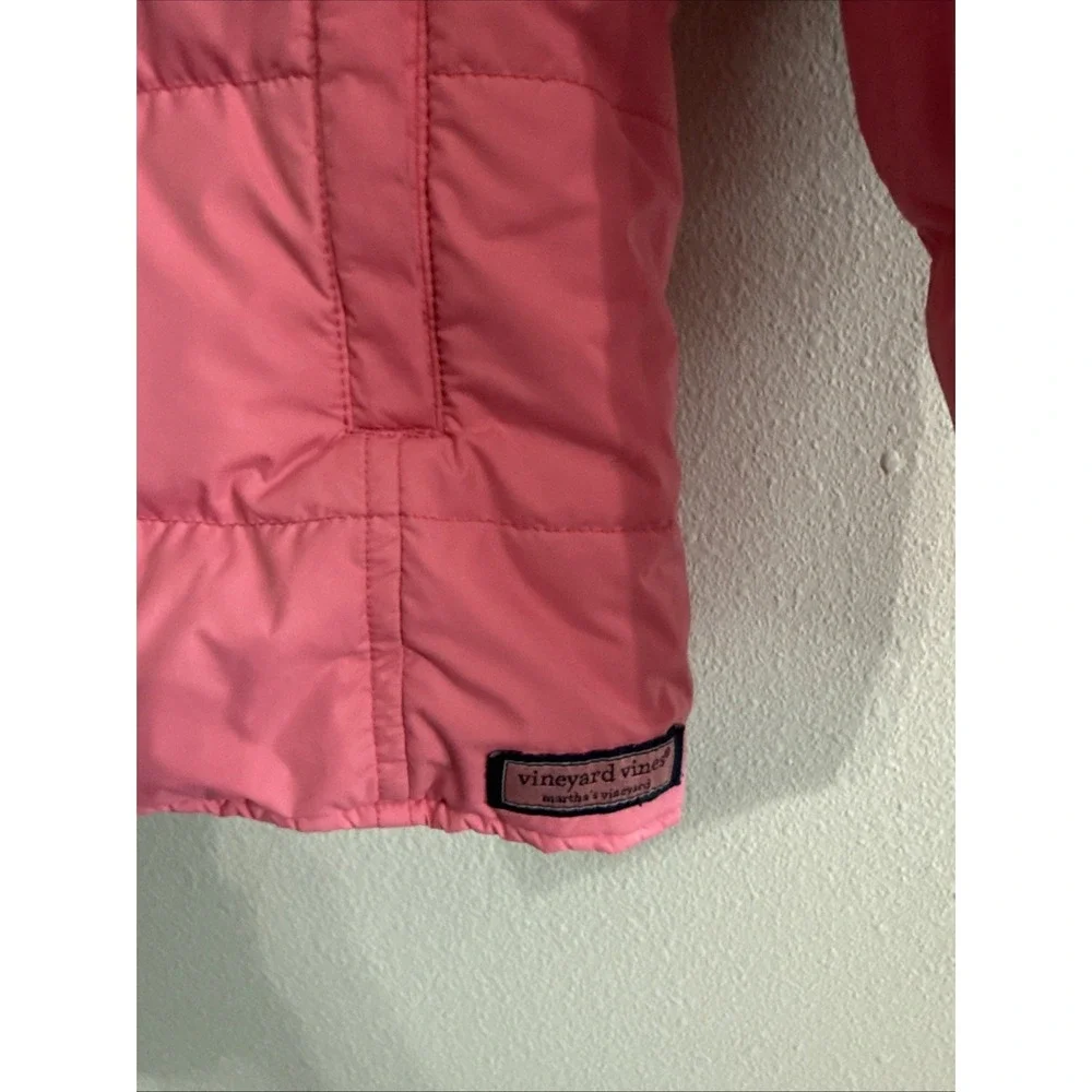 Vineyard Vines Puffer Jacket Quilted Goose Down Hood‎  Pink Youth Girls Medium